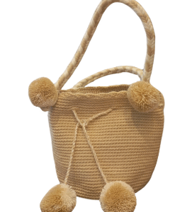 with Hand-Knitted Pom-Poms