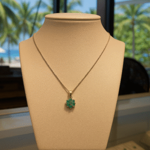 Necklace with Colombian Emerald in Clover Shape 🍀✨
