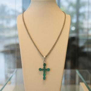 Cross Necklace with Colombian Emeralds ✝️✨