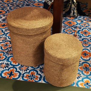 Braided jute baskets